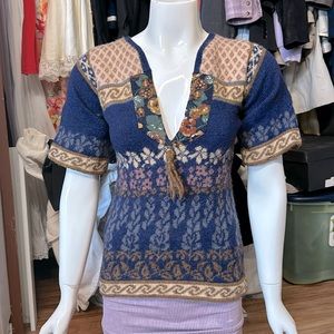 Amazing vintage wool knit tunic xs